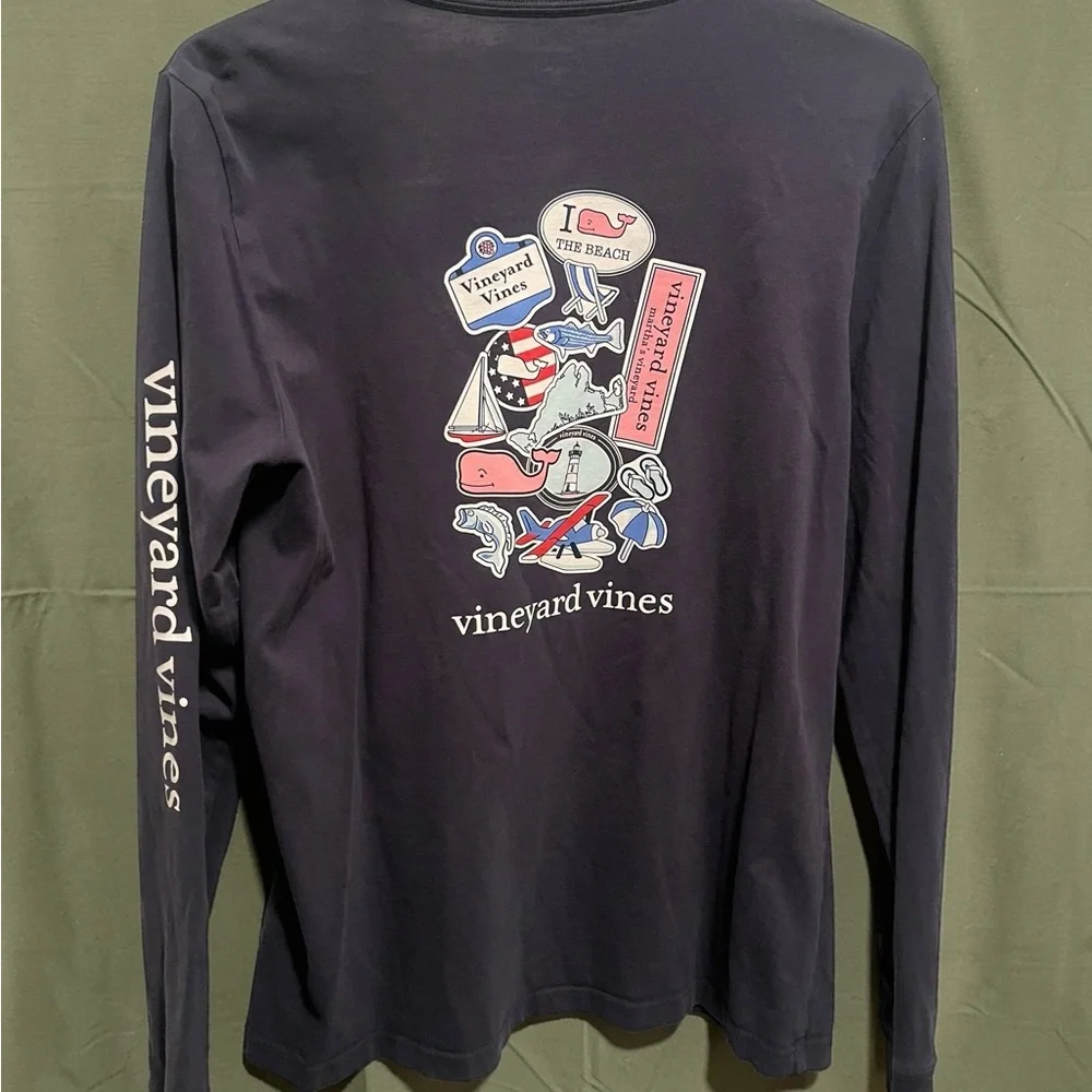 Vineyard Vines Navy Long-Sleeve Pocket Tee Boys Size XL (18)